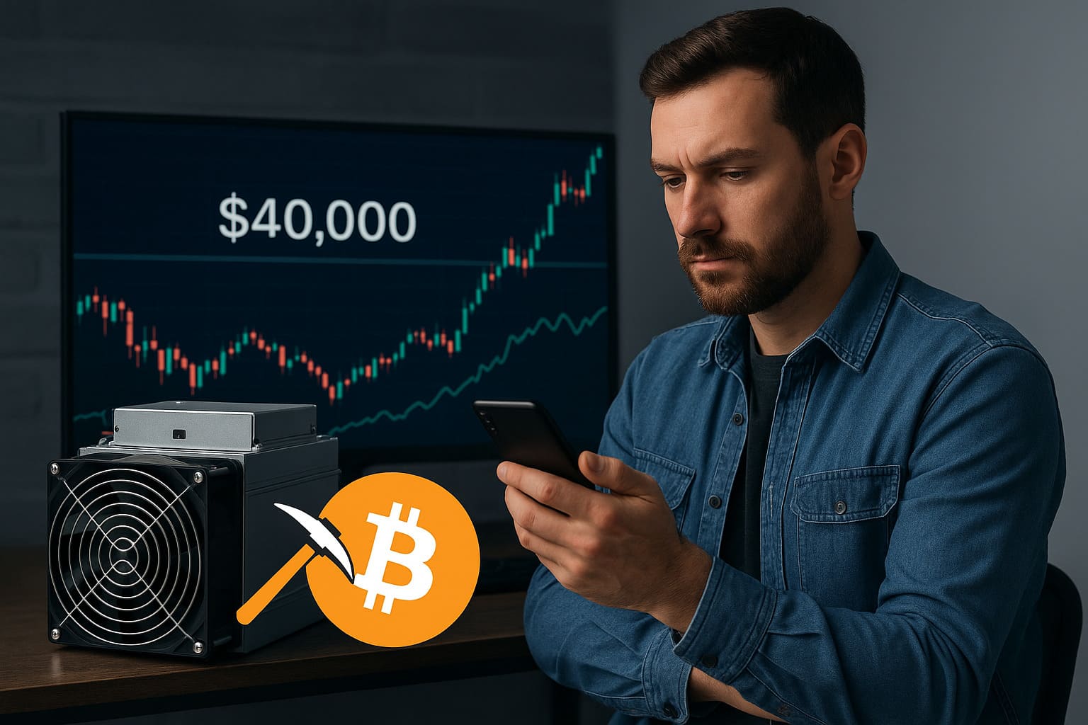 Bitcoin miner sleduje cenu BTC v súvislosti so ziskovosťou ťažby po halvingu, s vyznačenou hranicou 40 000 dolárov.