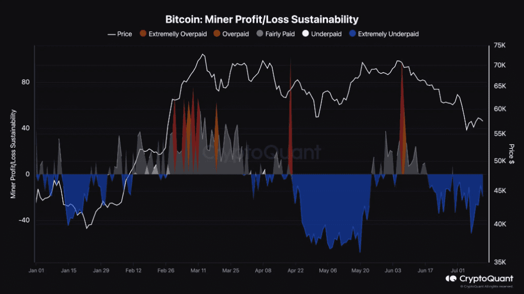 Zisky a straty bitcoinových minerov. Zdroj: Cryptoquant