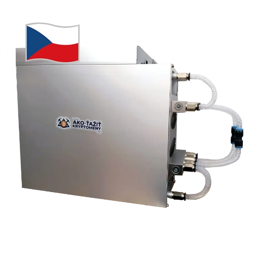 Hydro chlazení miner zařízení pomocí vodních chladičů