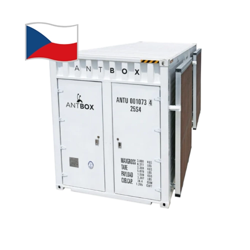 ANTBOX mining kontejner – pohled z druhé strany, modulární jednotka pro vzduchem chlazené ASIC minery