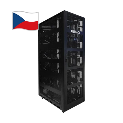 ANTRACK V1 hydro cabinet pro ASIC mining – levá strana systému