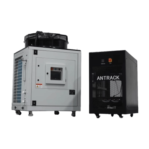 ANTRACK V2 hydro chladenie pre ASIC minery – systém s dvoma jednotkami pre odvod a chladenie vody