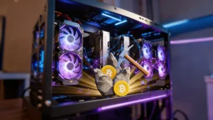 Moderné grafické karty používané na GPU mining a ťažbu kryptomien v technologickom prostredí blockchain siete