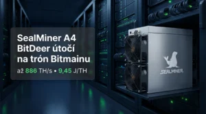 SealMiner A4 BitDeer Bitcoin miner v datacentre s výkonom 886 TH/s a efektivitou 9,45 J/TH