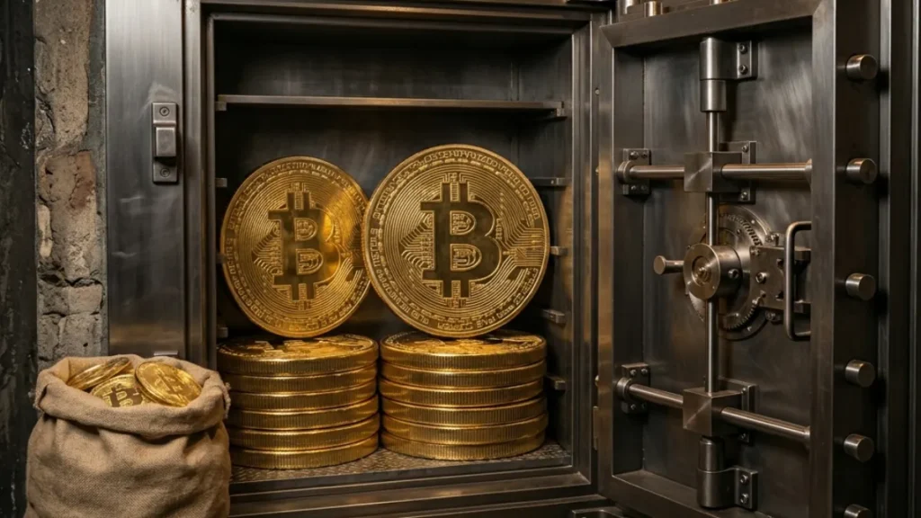 Bitcoin a rezervy těžařů. Zdroj: gemini.google.com