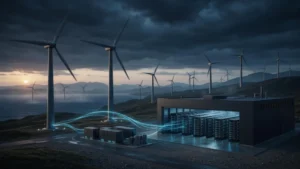 Větrná elektrárna napájející zařízení pro těžbu kryptoměn obnovitelnou energií
