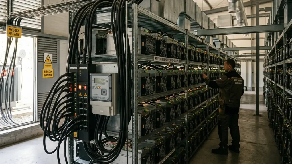 Bitcoin a elektrina pri ťažbe