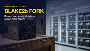 BLAKE2b fork Bitcoinu — zaprášený starý ASIC miner na Siacoin pred regálmi s novými strojmi